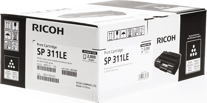 Toner, Ricoh SP 311LE 407249, rendiment 2000 faqe, standard, e zezë