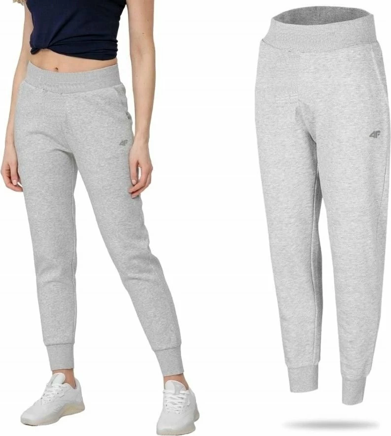 Pantallona tute 4F 4FWSS24TTROF606 XXL, 79% pambuk, me lidhëse, 2 xhepa, gri (27M)