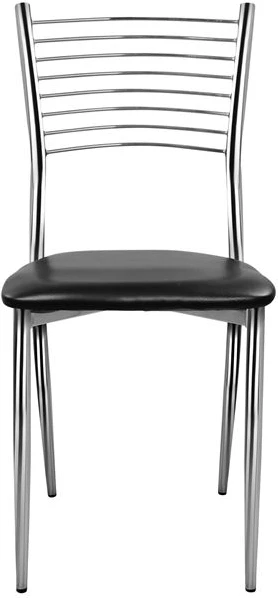 Karrige Elvira FH0025.02, ulëse nga PU e zezë, 40X44X83 cm, set prej 6 copë