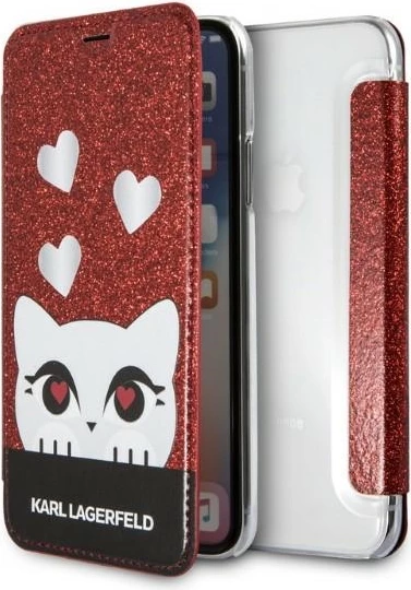 Mbështjellës Karl Lagerfeld Valentine për iPhone X/XS, e kuqe