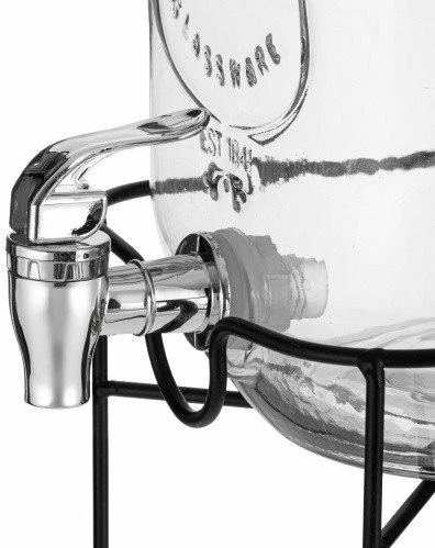 Kavanoz për pije me rubinet Adler AD 6741, 4 L, transparent, me stand metalik + rubinet rezervë