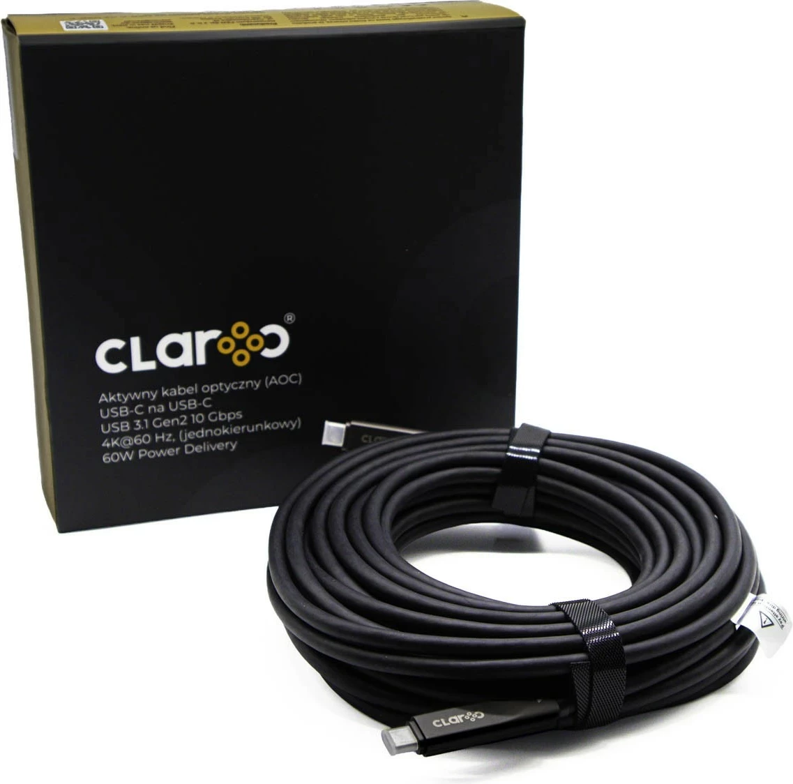 Kabllo USB-C Claroc aktiv 15m, 4K@60Hz, 60W, e zezë