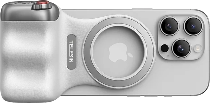 Mbajtëse dore magnetike për celular Telesin MagSafe Fun Shot Grip2 P5-MP-001WH, 130 mAh, e bardhë