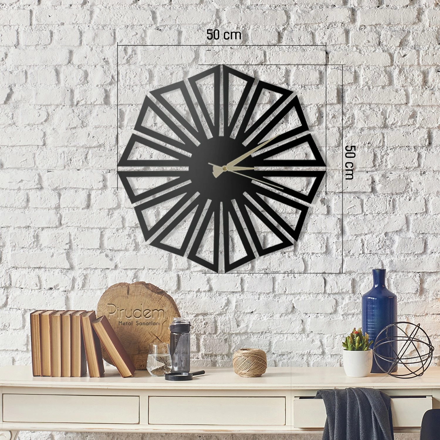 Orë muri dekorative prej metali, Wallity, Hedef, e zezë, 50x50cm