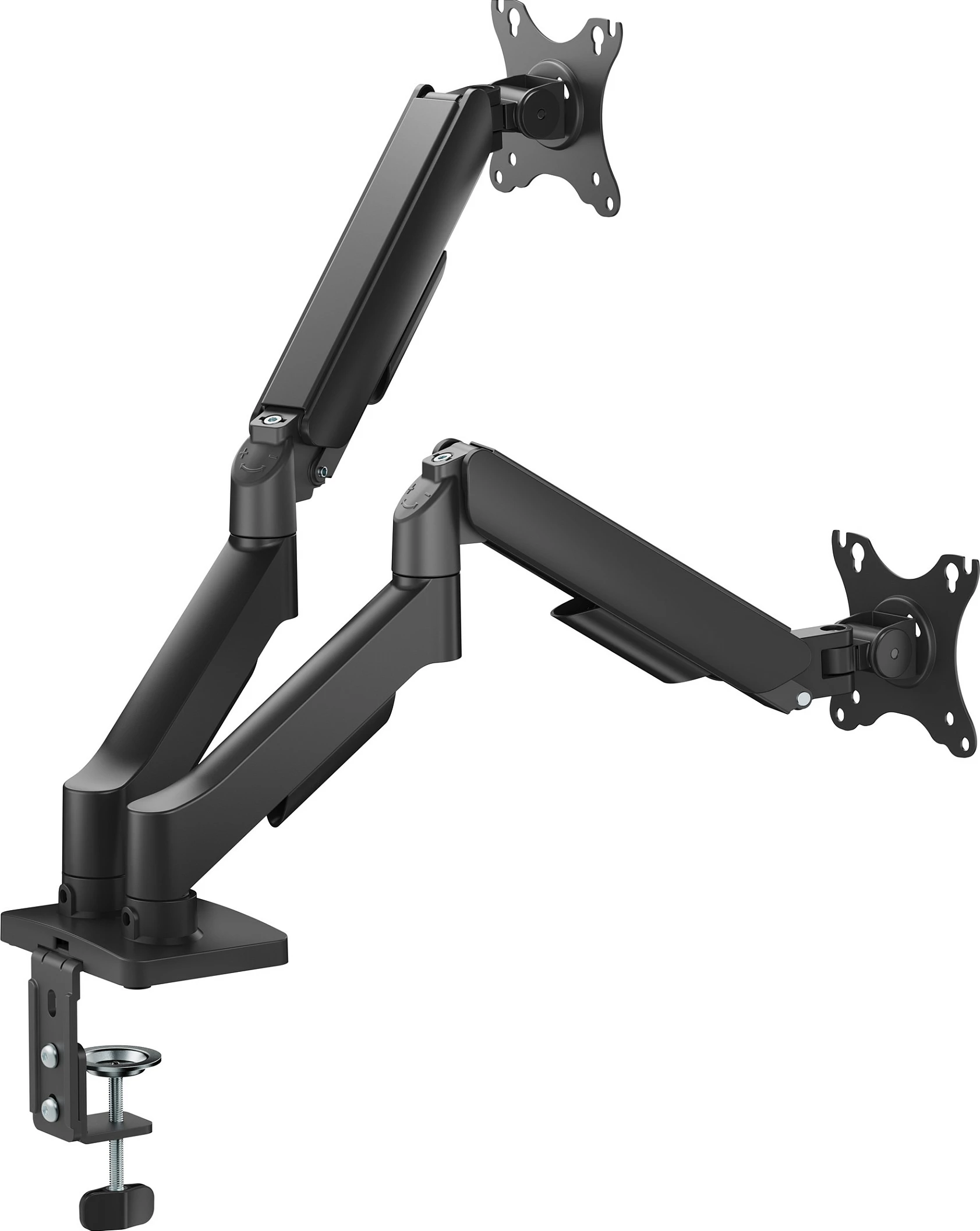 Mbajtëse monitori EQUIP, për tavolinë, 2x 17"-32", VESA 75x75/100x100, gas spring, e zezë