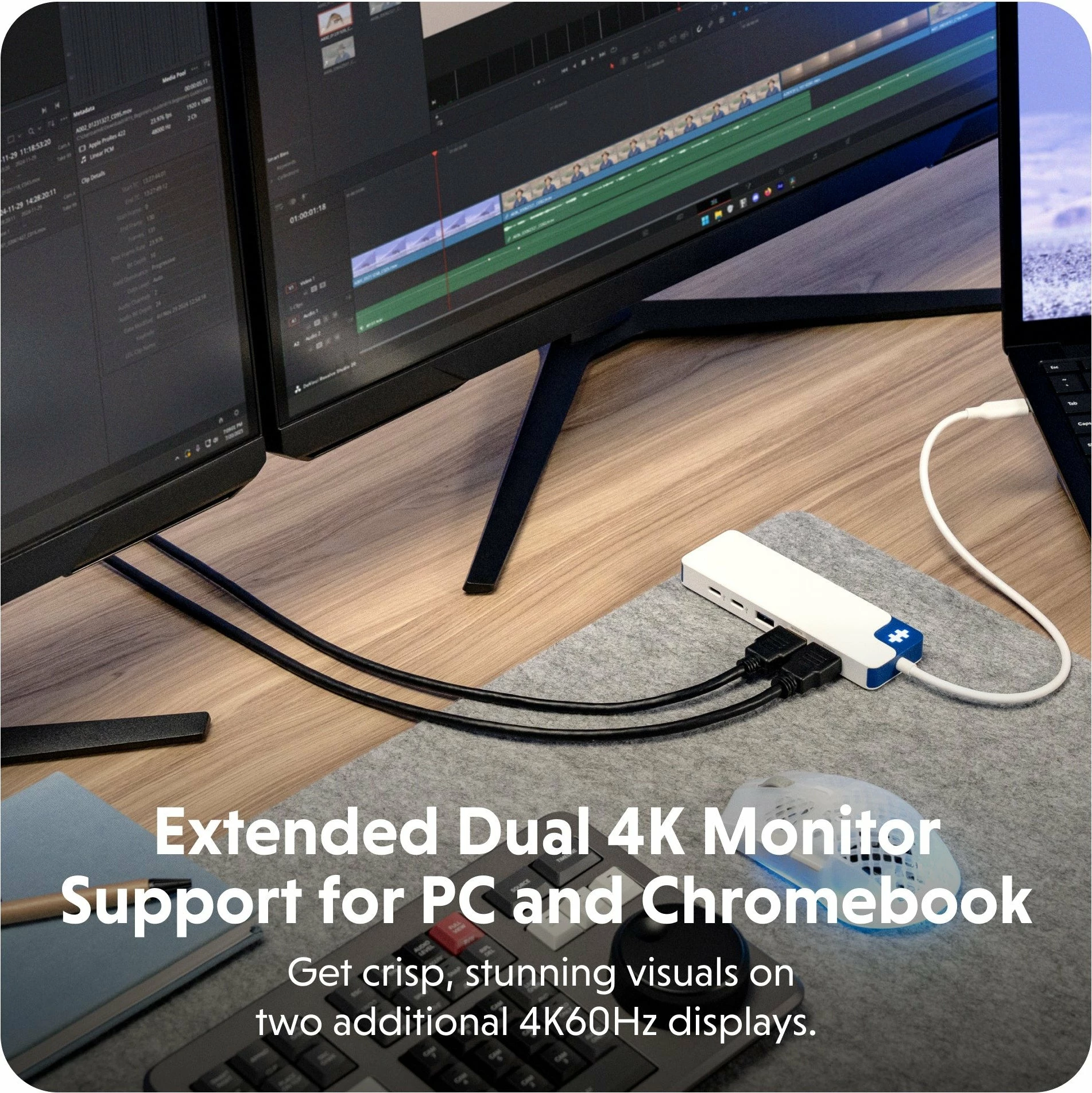 Dock USB-C Hyper HyperDrive Flex HD4103BUGL, 9 porte, Dual 4K HDMI (2x HDMI), Bardhë/Kaltër, 1 copë