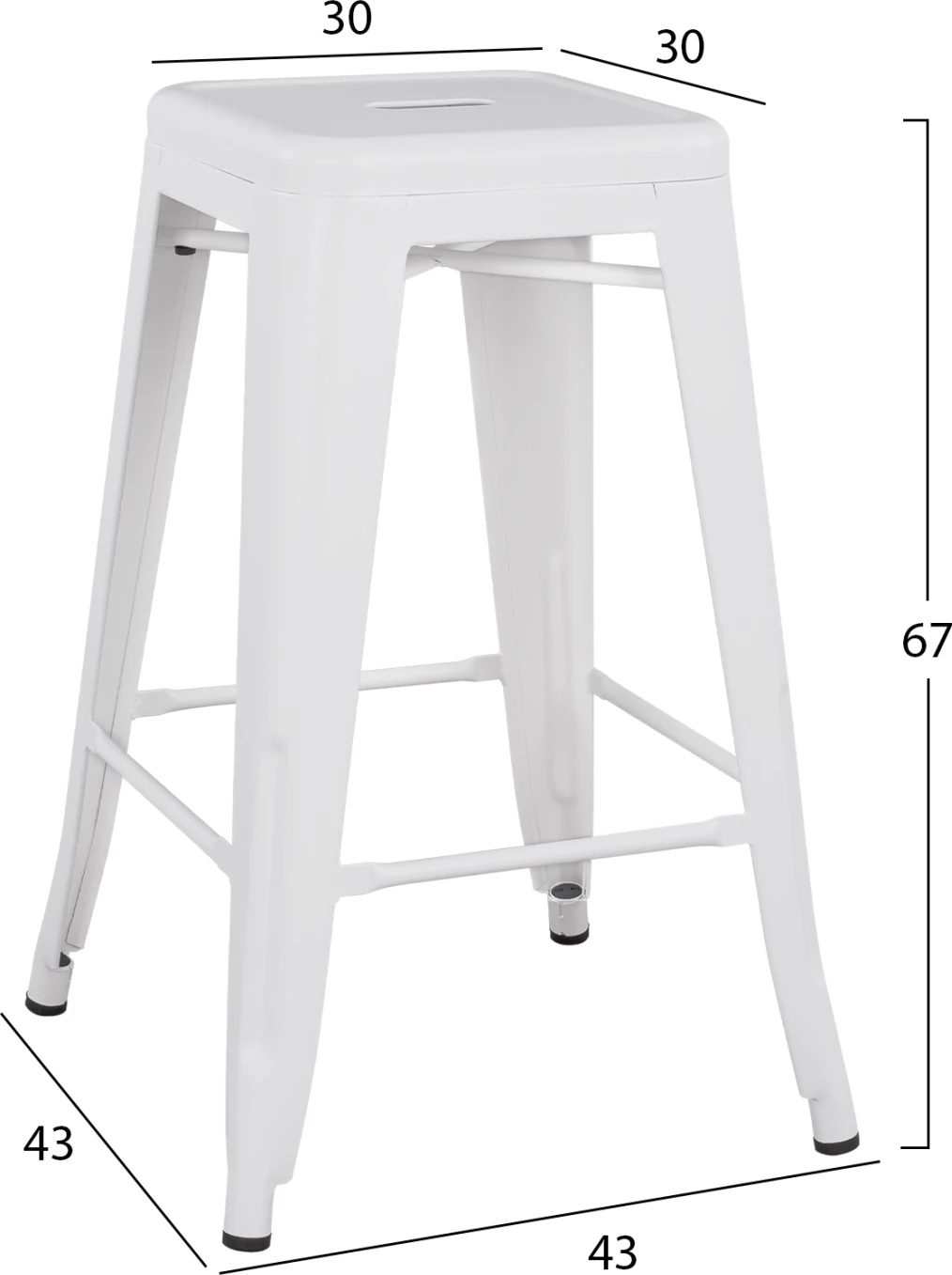 Karrige për bar mesatare MELITA-PRO FH8573.41 metalike në të bardhë mat 43x43x67Hcm