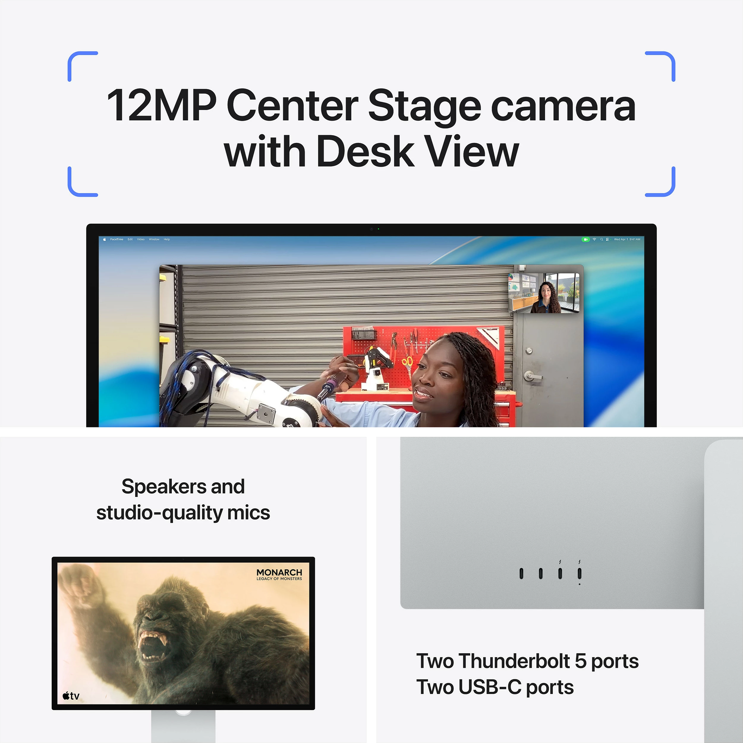 Monitor Apple Studio Display 27", 5K, Nano-texture, adapter VESA, pa stand, i argjendtë