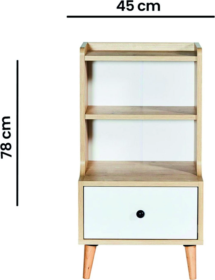 Komodinë nate Skye Decor, Tuvalle 057, ngjyrë lis safir dhe e bardhë