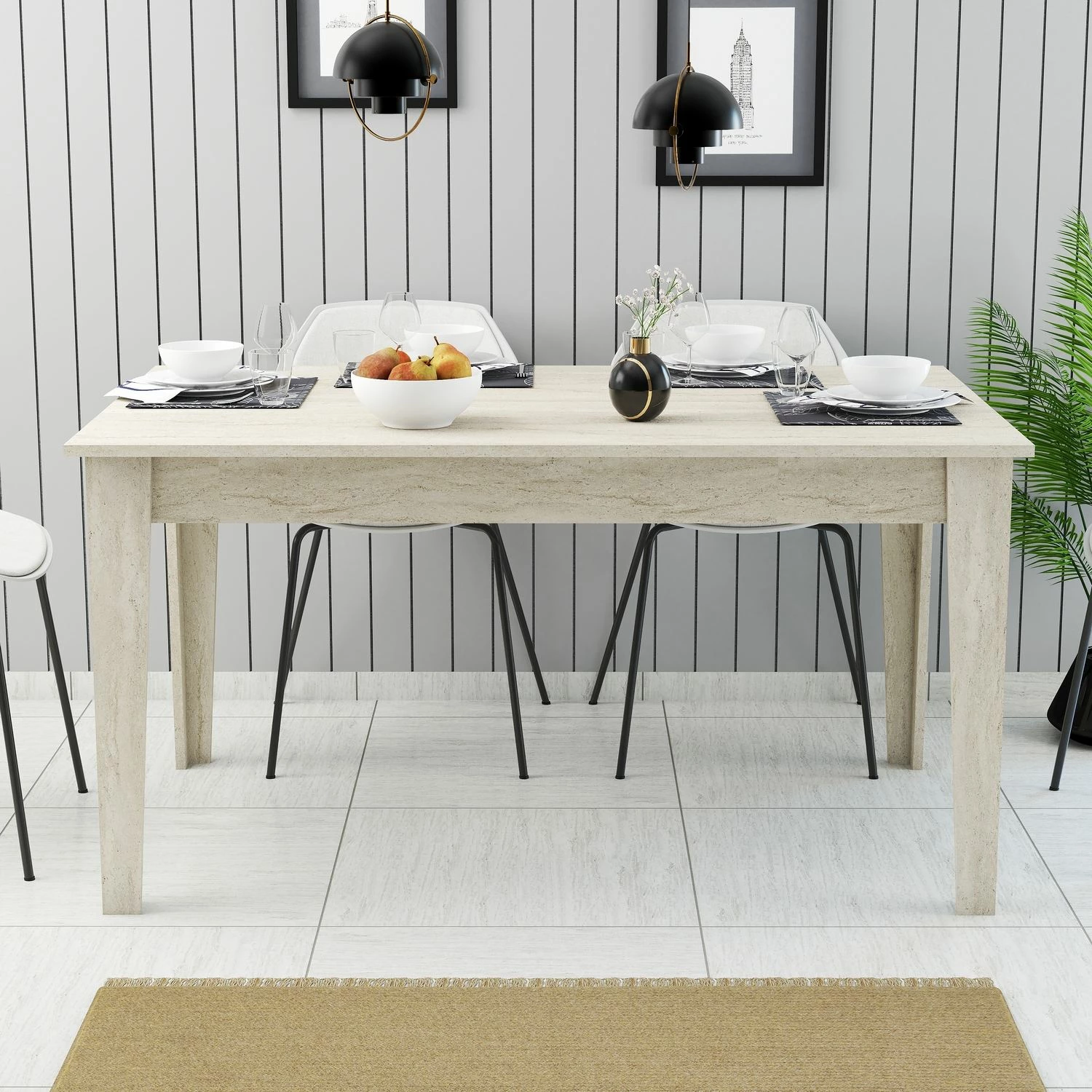 Tavolinë ngrënieje Skye Decor, Milan 897, ngjyrë travertin