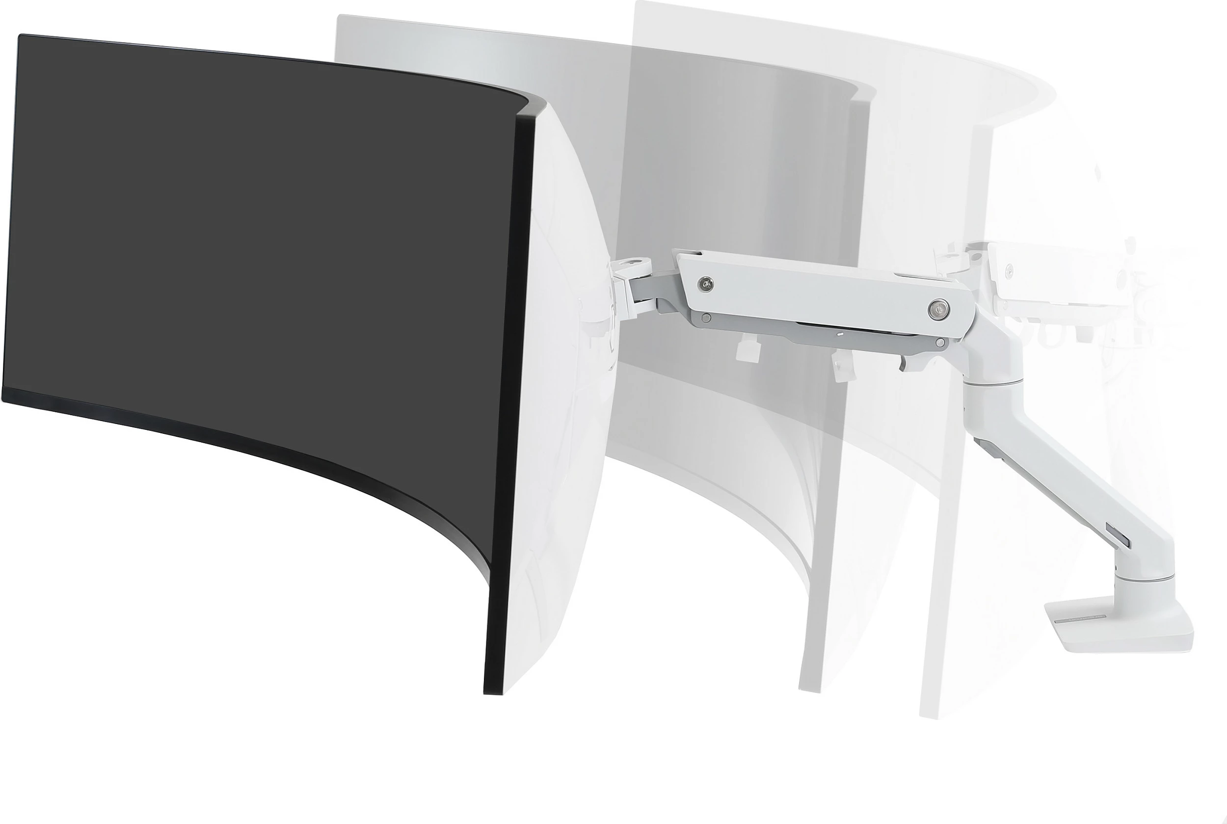 Krah monitori Ergotron HX Desk Monitor Arm me HD Pivot, clamp, deri 49", VESA 75x75/100x100, 19.1 kg, i bardhë