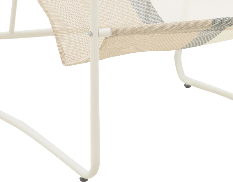 Karrige shezlong Faisty metalike e bardhë-tekstilene gri-bezhë-jastëk 65x83x86cm