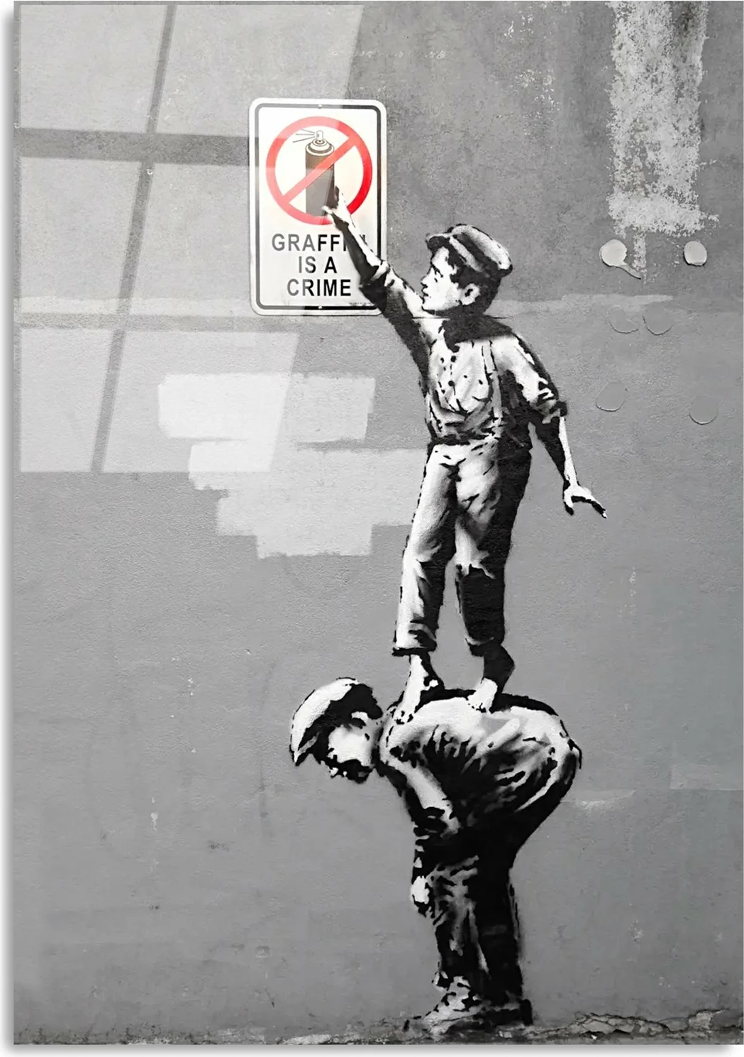 Pikturë dekorative xhami e temperuar, Banksy, shumëngjyrëshe, 45x65cm