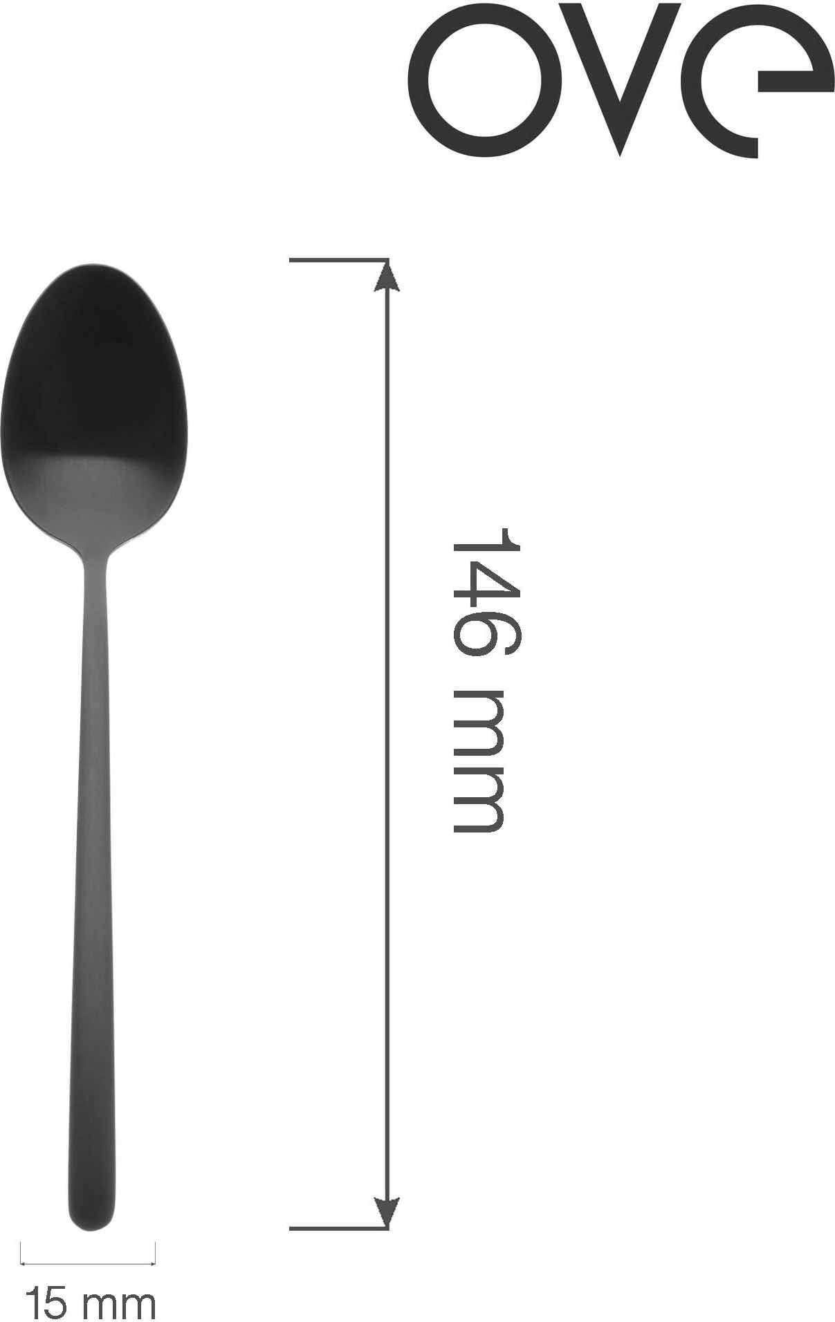 Lugë çaji OVE Amarone Black 146 mm, e zezë, set 12 copë
