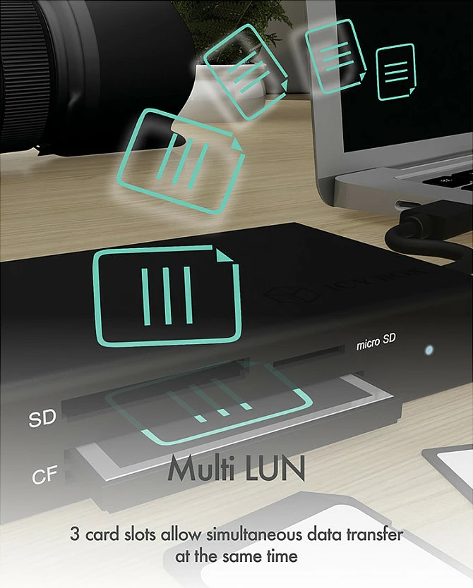 Adapter lexues kartelash ICY BOX, USB-C, SD/microSD/CF, USB 3.2 Gen 1, i zi