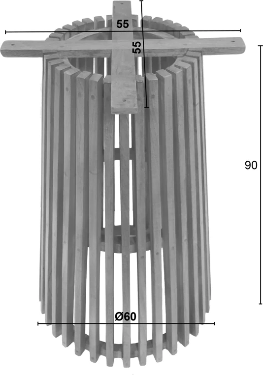 Baza për tavolinë bar për përdorim të brendshëm, dru mindi, ngjyrë natyrale, D60x90cm