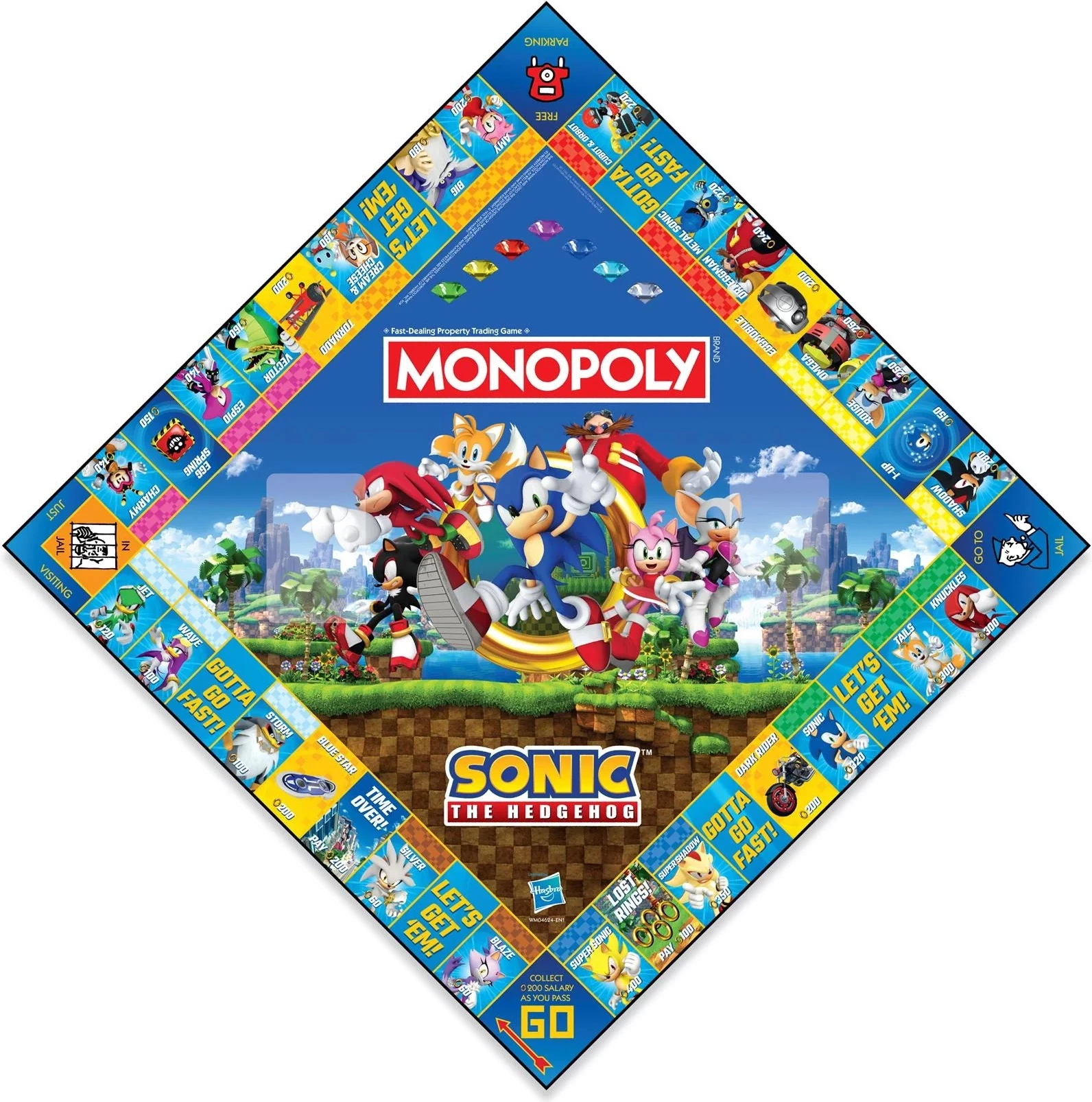 Lojë tavoline Winning Moves Monopoly Sonic the Hedgehog, 2–6 lojtarë, 8+, në anglisht, 6 figura metalike