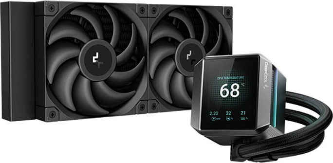 Ftohës CPU me lëng AIO DeepCool MYSTIQUE 240, 240mm, LCD, 2x120mm PWM, i zi