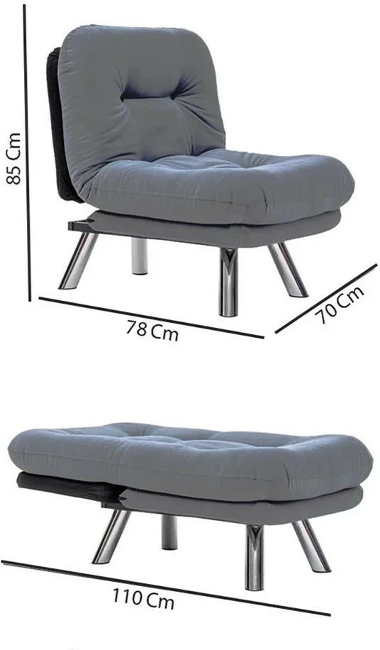 Krevat-karrige një vendëshe, Atelier del Sofa, Misa Small Solo, ngjyrë gri