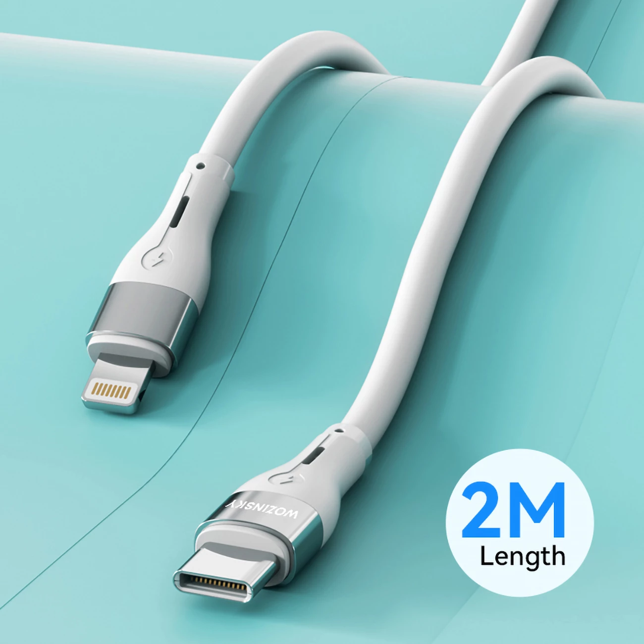 Kabllo Wozinsky WSTCL2, Lightning/USB-C, 2m, 27W, e bardhë
