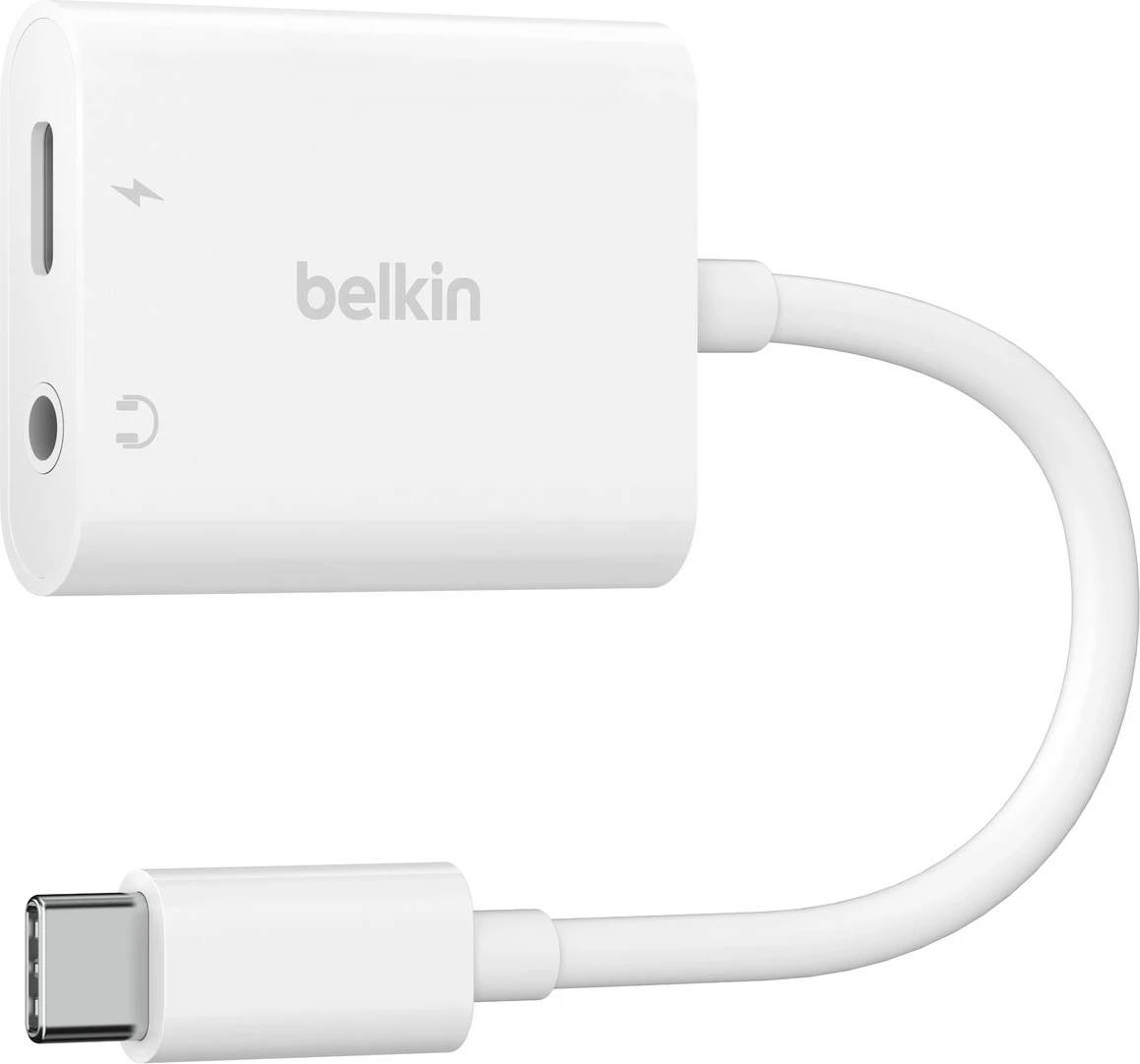 Adapter Belkin NPA004BTWH, USB Type-C, 3.5mm, 60W, Bardhë
