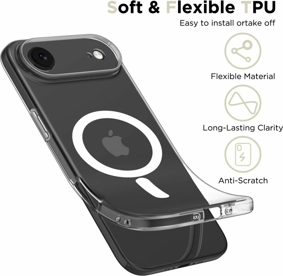 Mbështjellës Tech-Protect FlexAir MagSafe për iPhone 17 Air, transparent, 1 copë