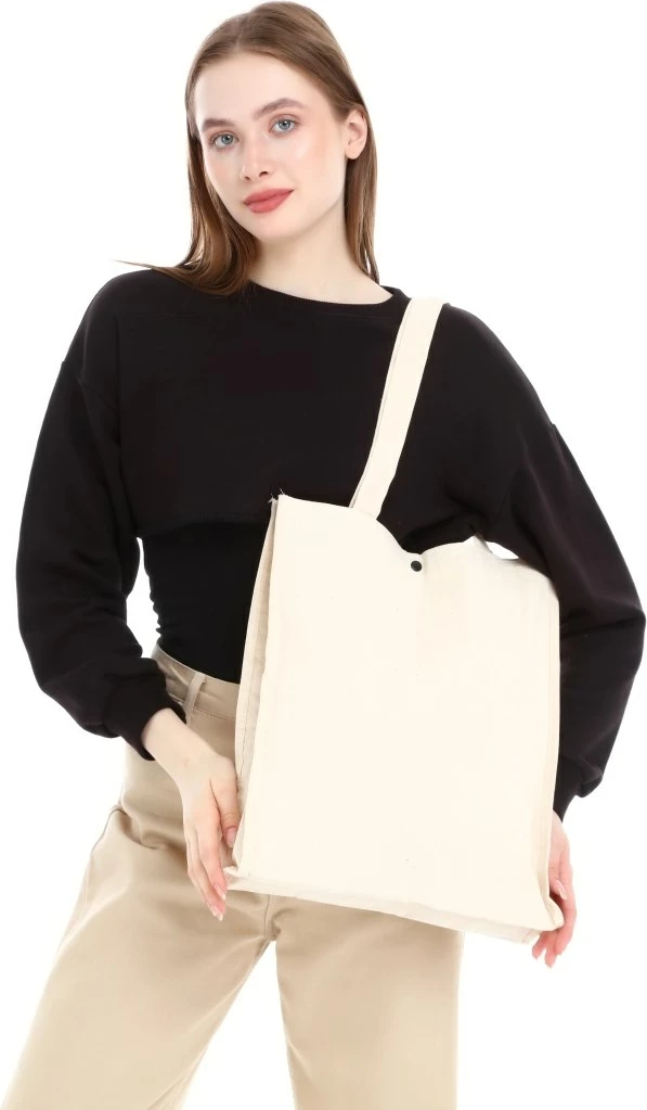 Çantë tote Zoozie Bags, krem, 47x36x8cm