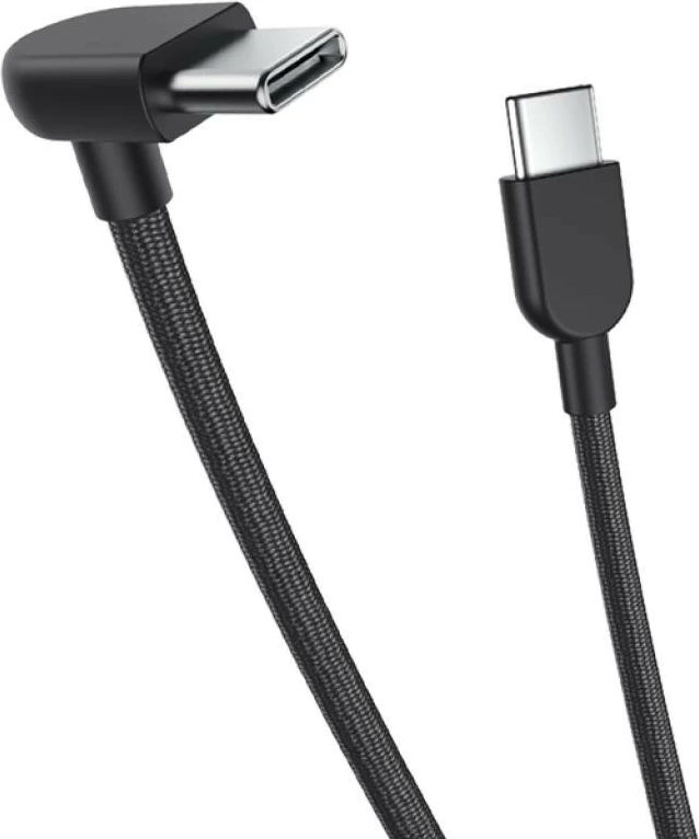 Kabllo USB-C në USB-C Xiaomi 3A 10cm 60W e opletuar me konektor të kthyer, e zezë