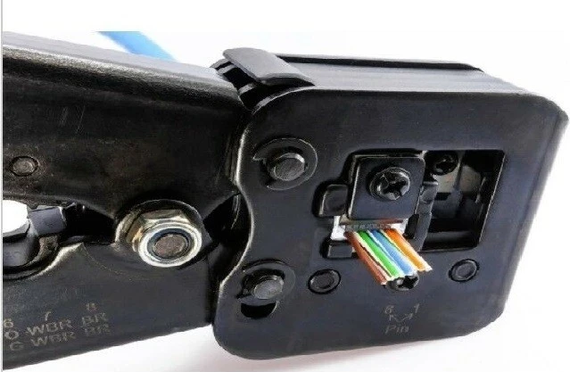 Kërcyes LANBERG zaciskarka wtyków przelotowych, RJ45, RJ12, RJ11, ngjyrë zezë-blu