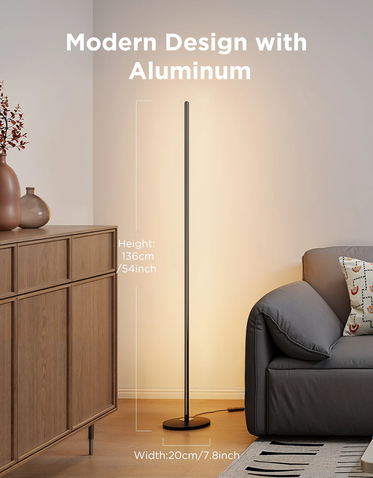 Lambader smart Govee Floor Lamp Lite, RGBICW, Wi‑Fi, 16 milion ngjyra
