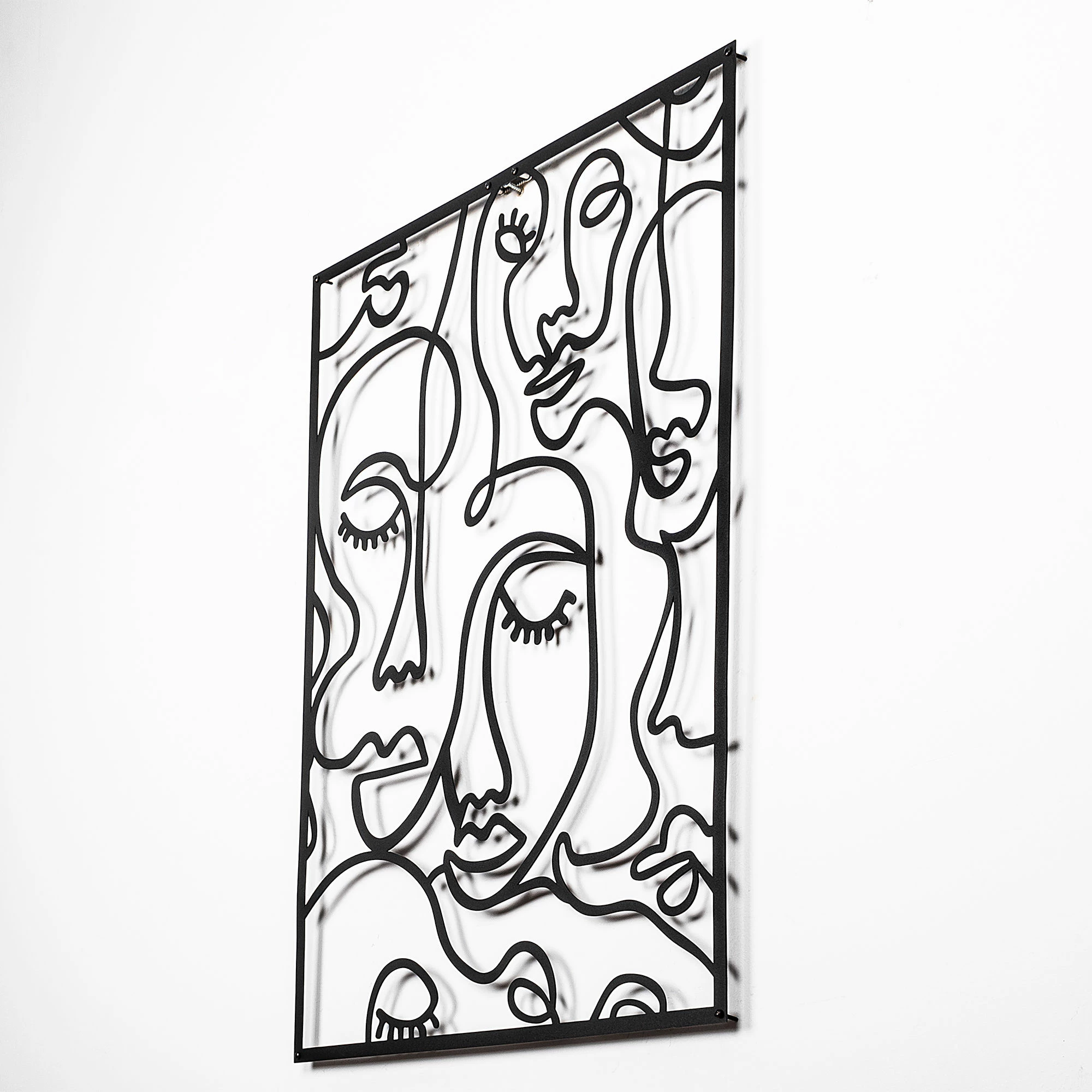 Aksesor dekorativ metalik për mur, Wallity, Faces 2, ngjyrë e zezë, 52x70cm
