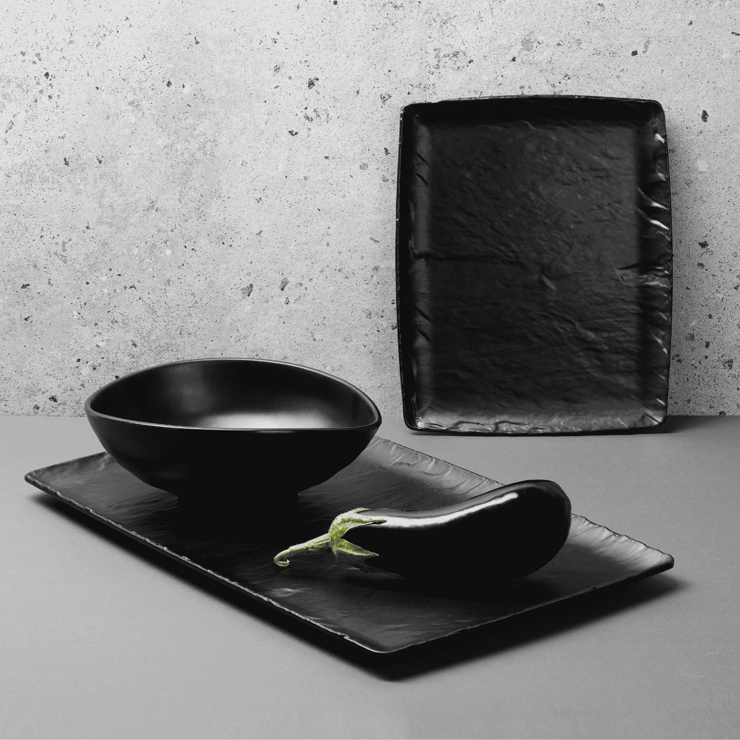 Tabaka servirëse melamine, Fine Dine, Polaris Platter GN 1/1, 530x325 mm, gri granit