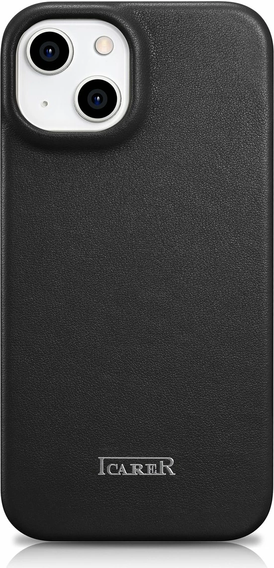 Mbështjellës iCarer CE Premium lëkurë për iPhone 14 Plus, MagSafe, i zi