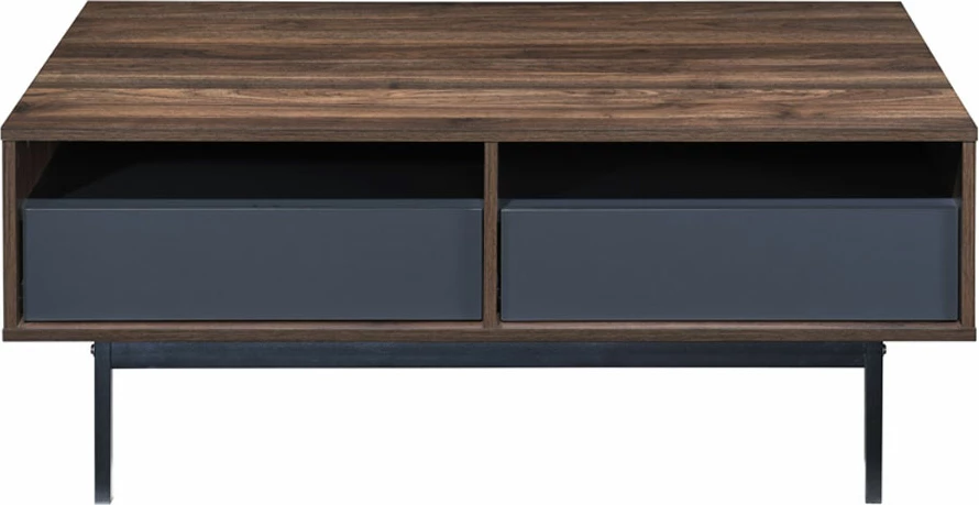 Tavolinë kafeje Grooves, 2 sirtarë, ngjyrë arre-gri, 110x60x45