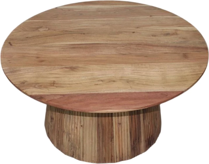 Tavolinë kafeje Canicule I, dru akacie i fortë, ngjyrë natyrale, Φ80x40cm