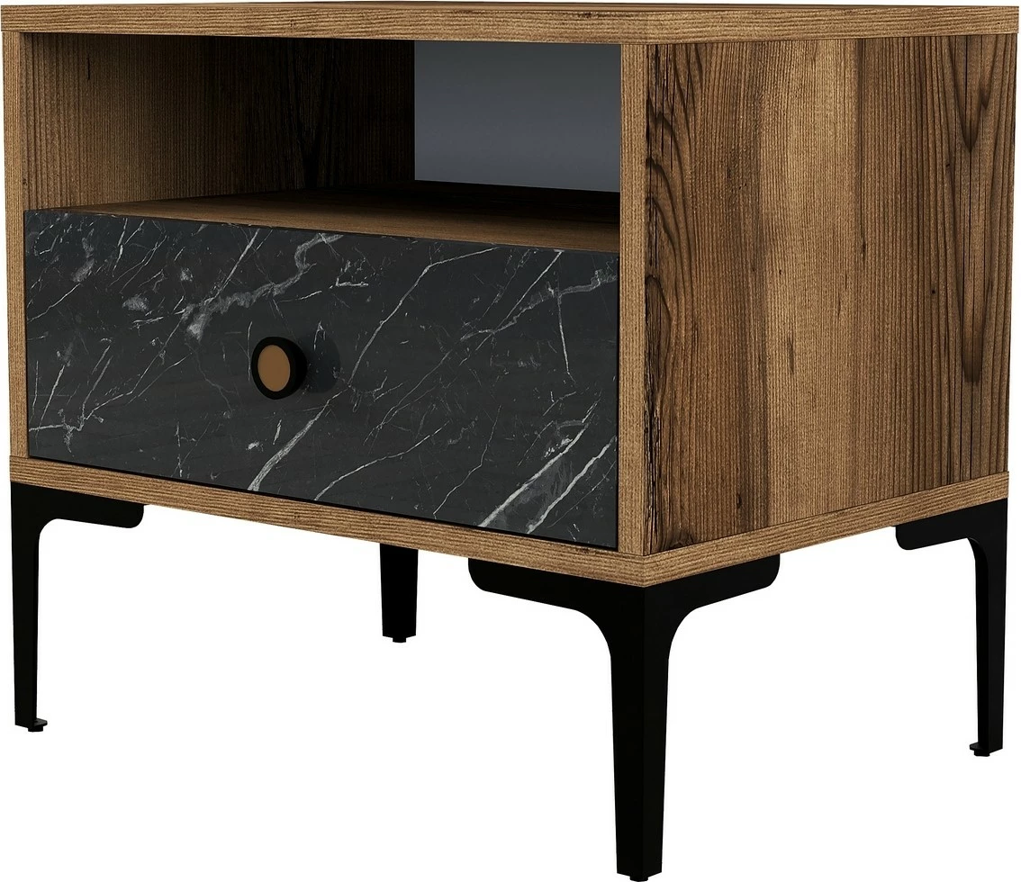 Komodinë nate Hanah Home, Lizbon 534, ngjyrë arre, e zezë