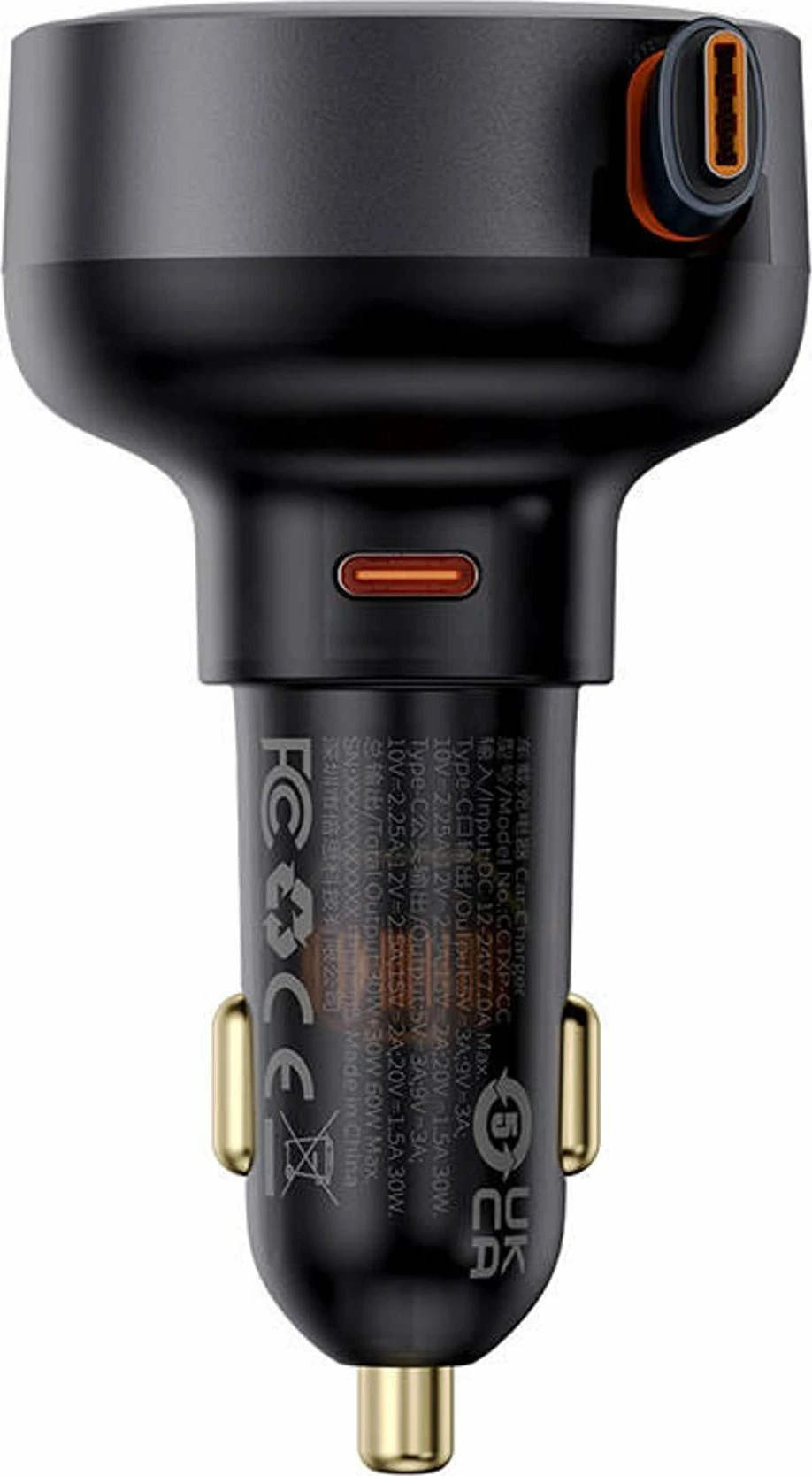 Karikues veture Baseus Enjoyment Pro C00057802111-01, USB-C 60W, kabllë e tërheqshme 0.7 m, i zi