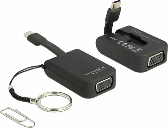 Adapter USB-C në VGA DeLOCK 63941, 0.03 m, 1080p, i zi