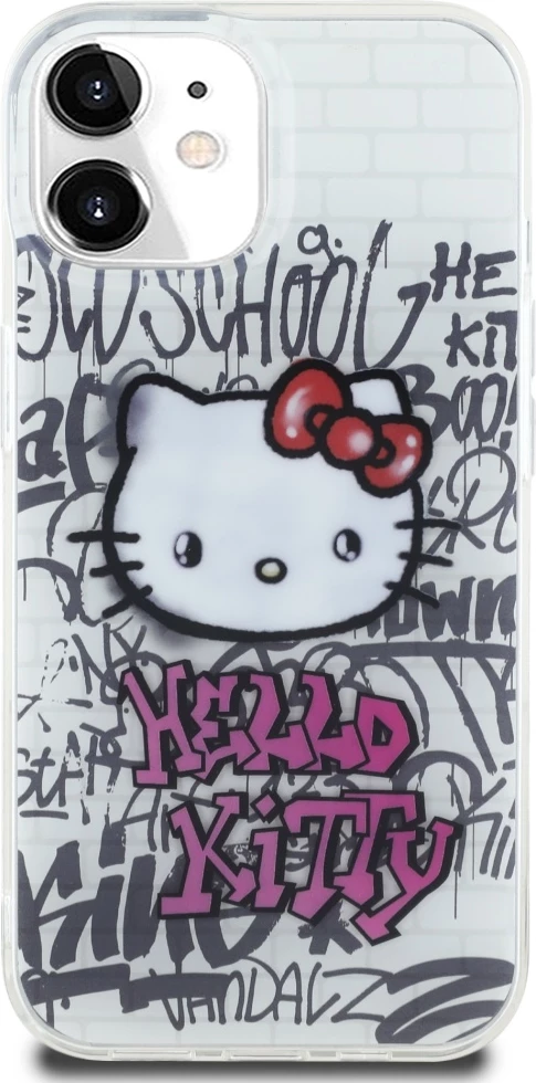 Mbështjellës Hello Kitty IML Kitty On Bricks Graffiti për iPhone 15, Bardhë