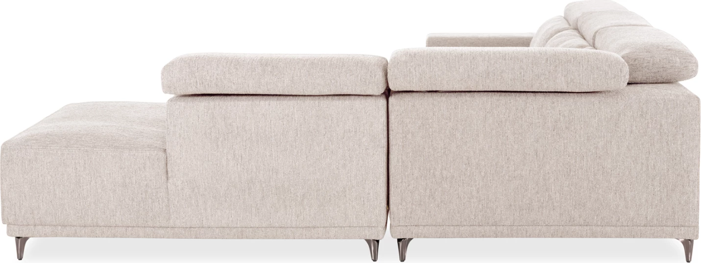 Kënd i djathtë divan 5 vende me recliner, material ecru, LUNARIS CD3316.02R, 307x267x94H
