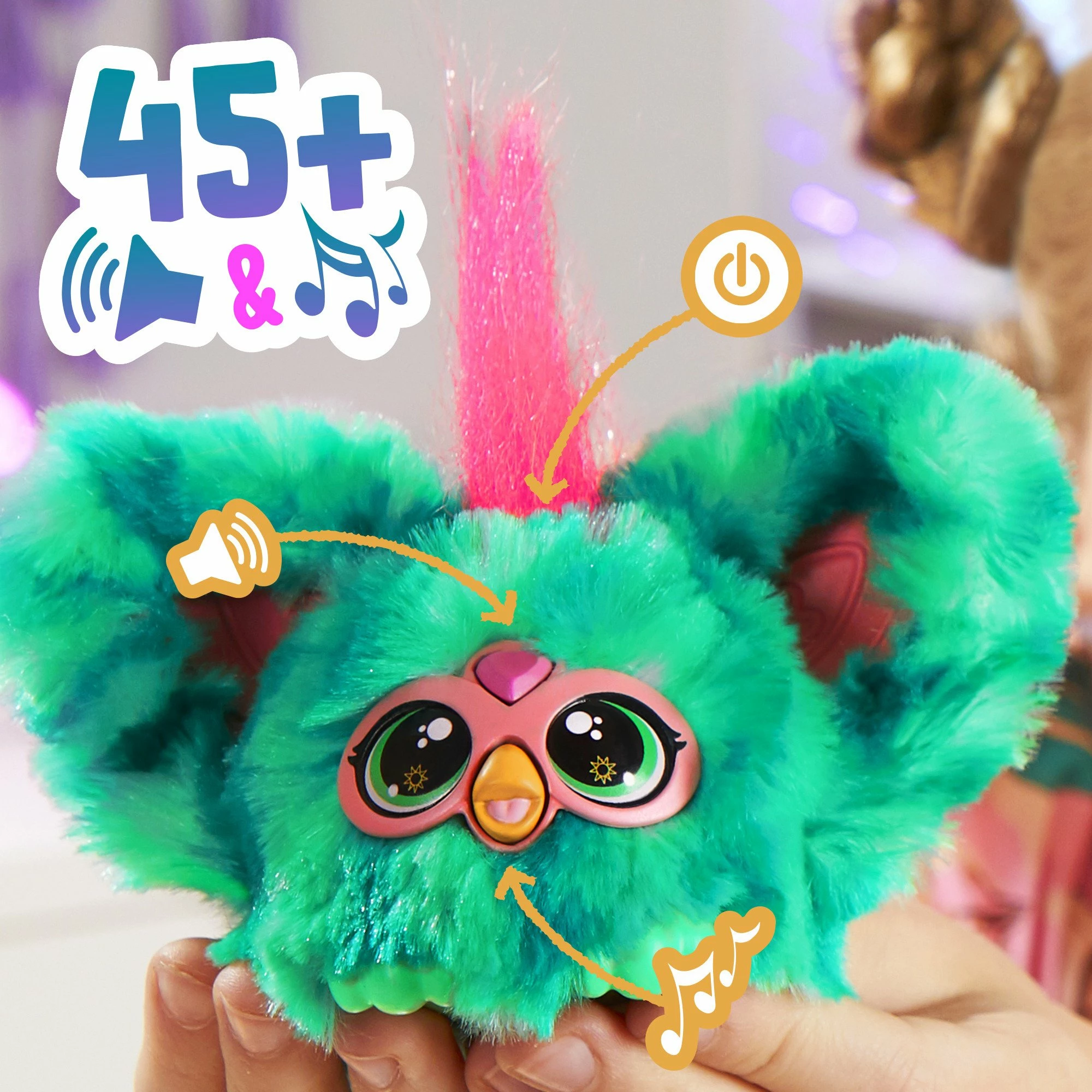 Lodër interaktive pelushi Hasbro Furby Furblets Mello-Nee F97035L4, 5 cm, e gjelbër
