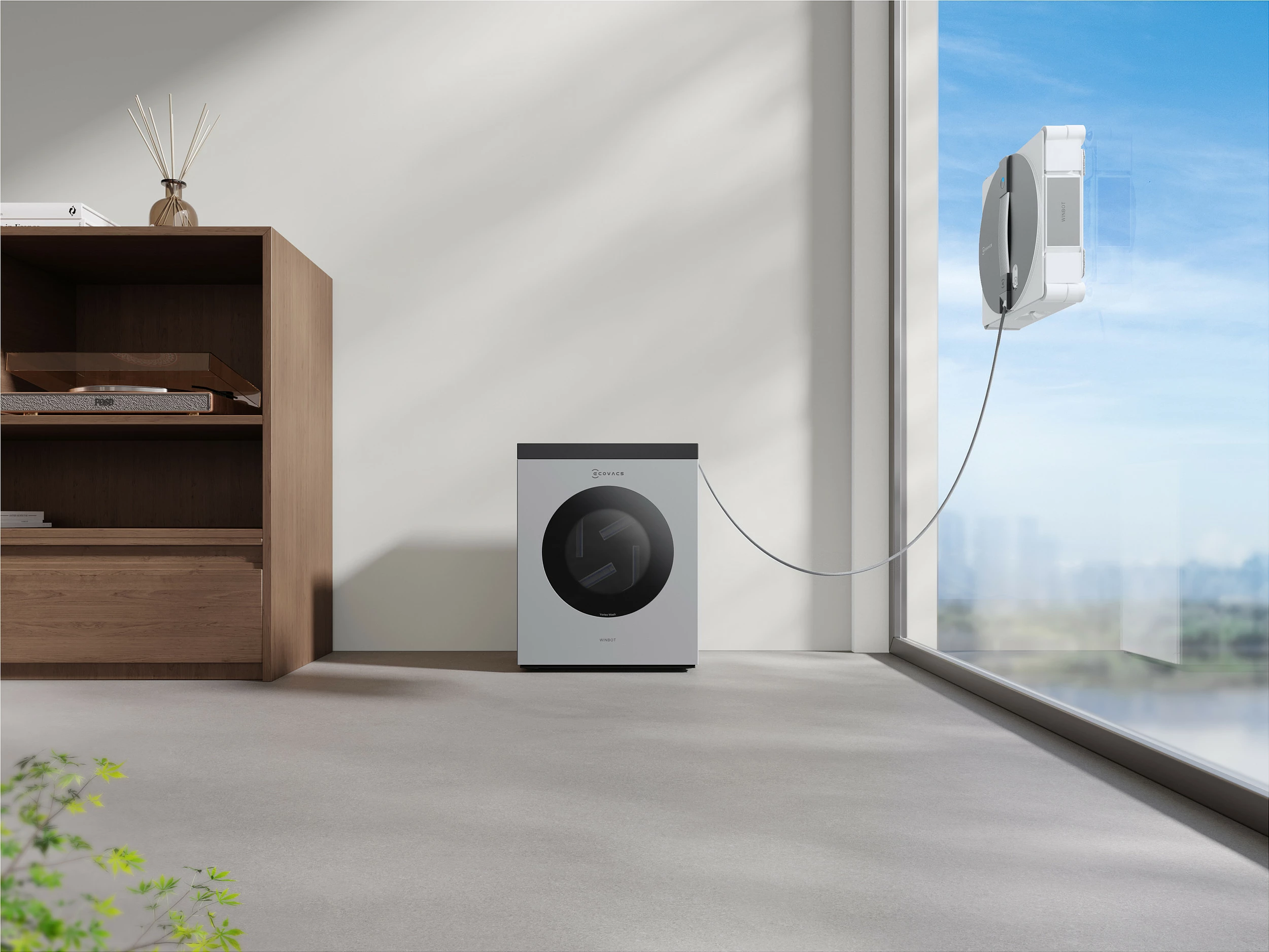 Robot pastrues dritaresh ECOVACS WINBOT W3 OMNI, 8000 Pa, 95 W, argjend/bardhë