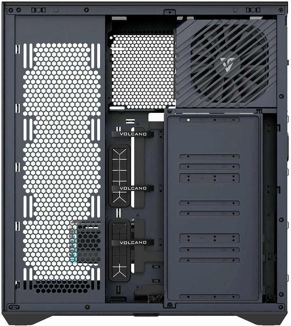 Kasë Modecom Volcano Space XL NF Full Tower, E-ATX/ATX/mATX/ITX, tempered glass, USB-C, e zezë
