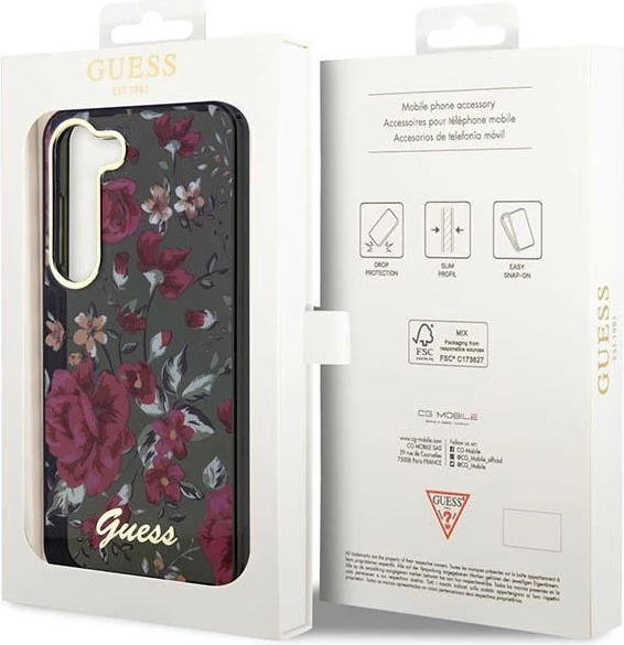 Mbështjellës Guess Flower Collection për Samsung Galaxy S23+ S916, hardcase, jeshil/kaki