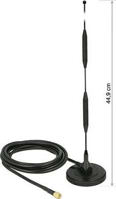 Antenë LTE DeLOCK, SMA, 5 dBi, omnidireksionale, bazë magnetike, kabllo 3 m, e zezë