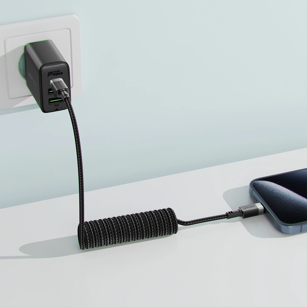 Kabllo USB-C në USB-C Acefast C14-03, 1.2m, 3A, 480Mb/s, e zezë