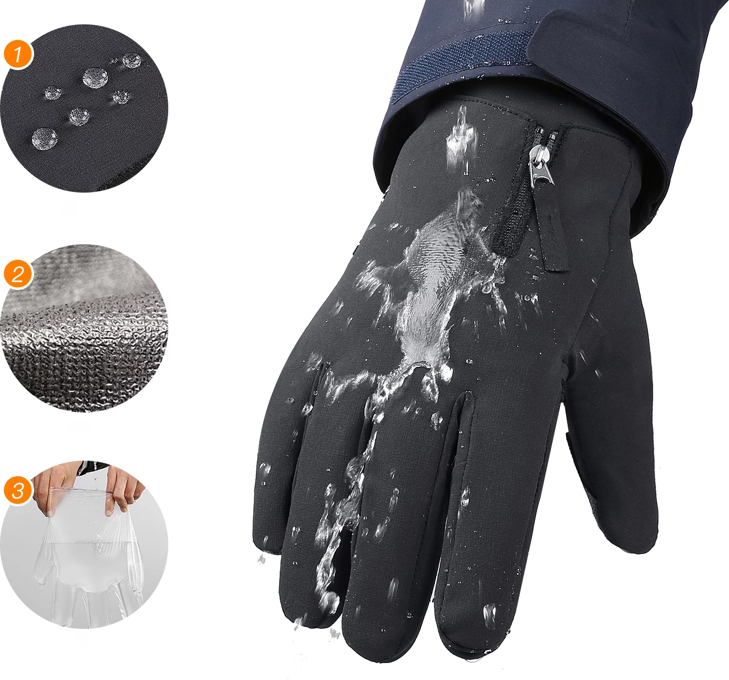 Doreza sportive Hurtel për telefon, antirrëshqitëse, dimërore, XL, të zeza