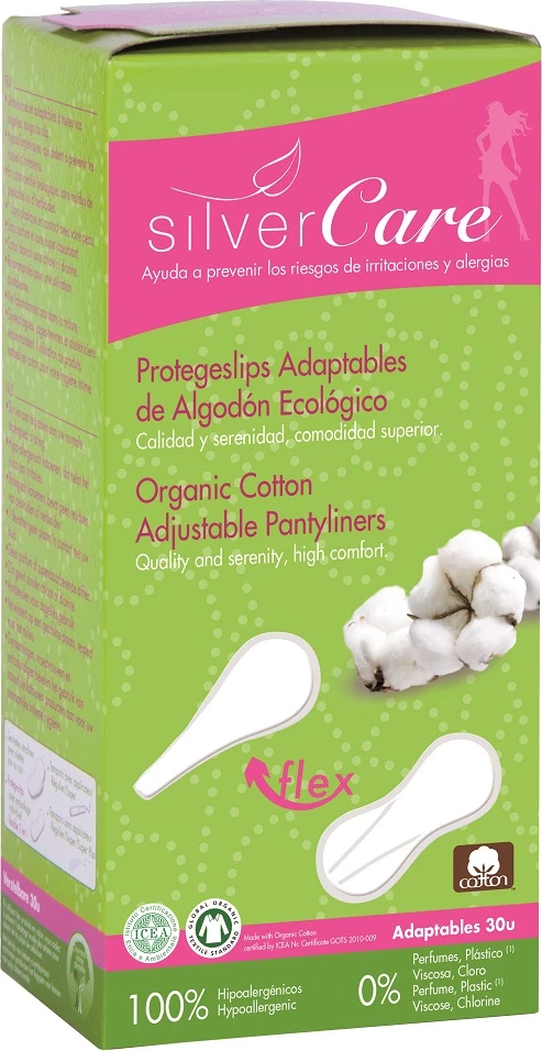 Peceta higjienike Masmi Silver Care Organic Cotton Flexible për femra, 30 copë