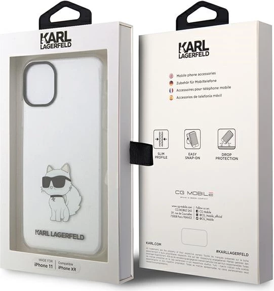 Mbështjellës Karl Lagerfeld Ikonik Choupette për iPhone 11/XR, transparent