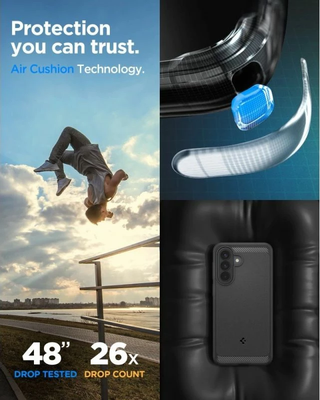 Mbështjellës telefoni Spigen Rugged Armor për Samsung Galaxy A57 5G, i zi
